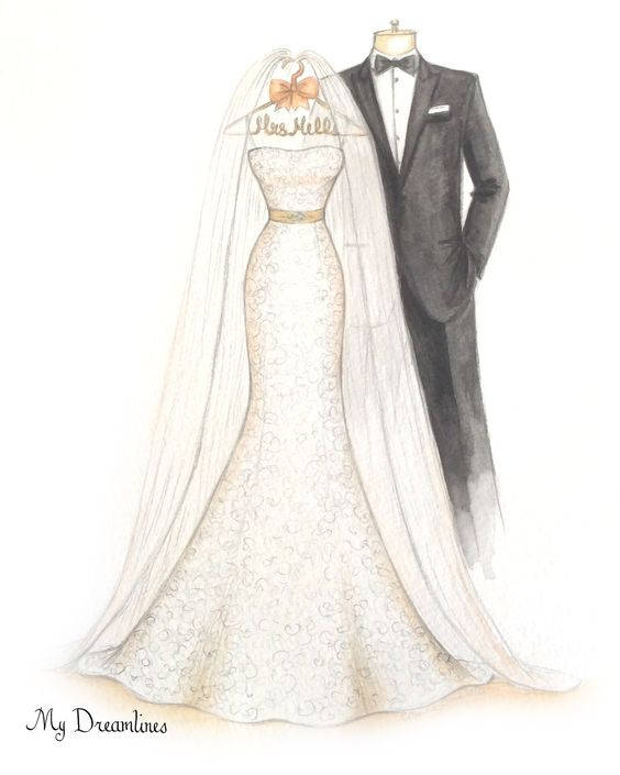 564x705 Wedding Dress Drawing Sketch Emmaline Bride - Wedding Veil Drawing