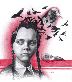 306x350 artfido buy art online wednesday addams graphite and color - Wednesday Drawing