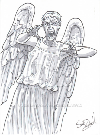 400x537 Weeping Angel Sketch Drawing Skill - Weeping Angel Drawing