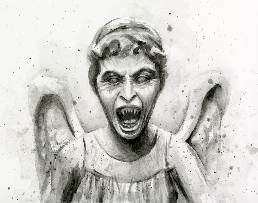 900x708 Weeping Angel Watercolor - Weeping Angel Drawing
