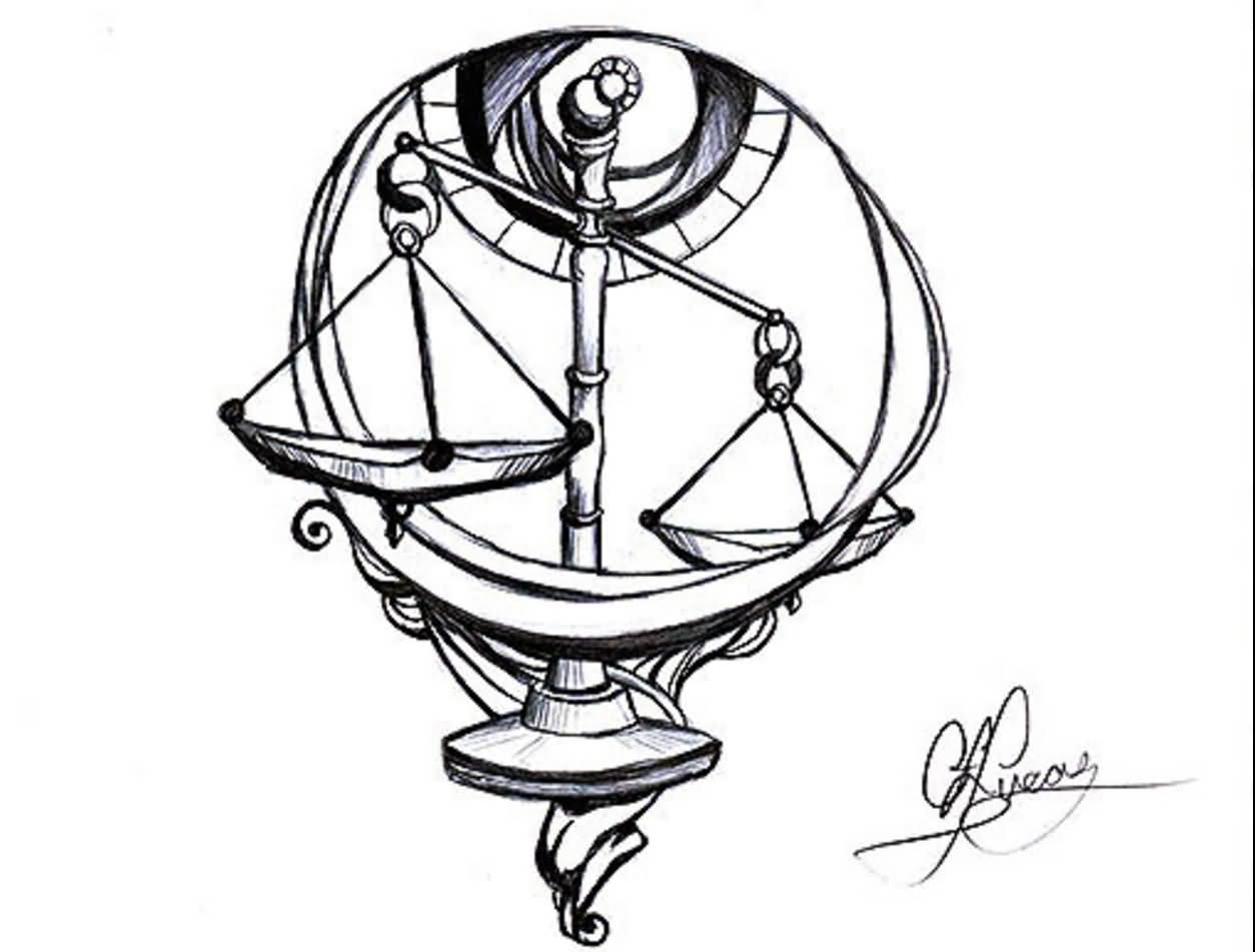 1254x951 Lovely Libra Weighing Scale Tattoo Design - Weight Scale Drawing