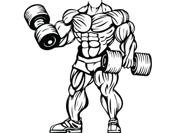 570x429 bodybuilder no head muscles fit weightlifting bodybuilding etsy - Weightlifting Drawing