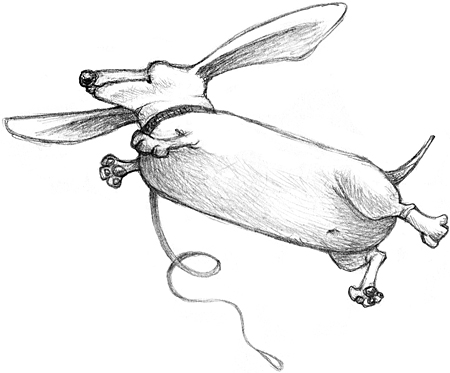 450x373 flying wiener dog sketched out - Weiner Dog Drawing