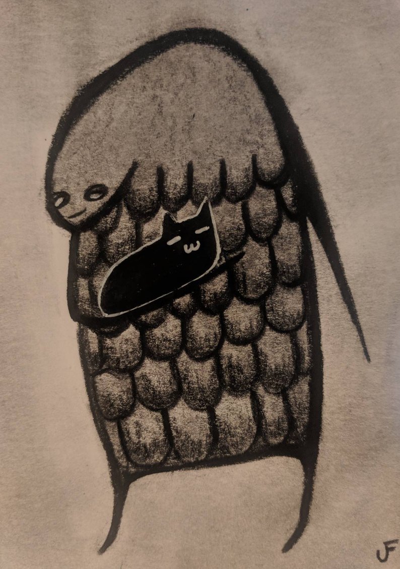 794x1128 original monster cat art aceo mixed media horror outsider folk etsy - Weird Drawing Ideas