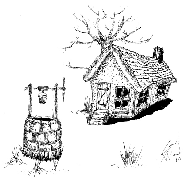 600x596 Well House Pen And Ink Drawing Graphic Content - Well Drawing