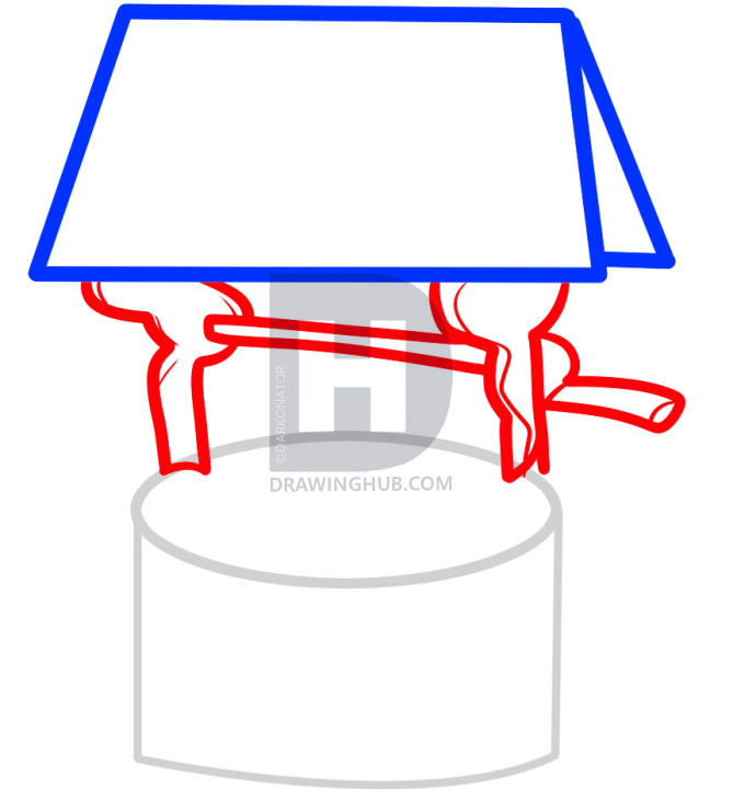 669x720 How To Draw A Well, Wishing Well, Step - Well Drawing