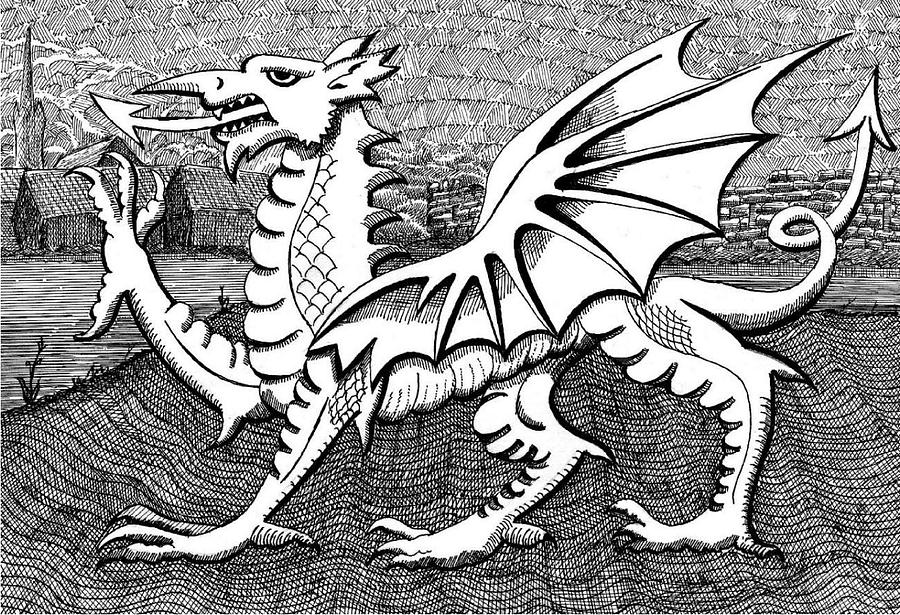900x615 welsh dragon drawing - Welsh Dragon Drawing
