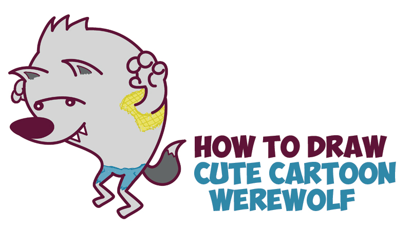 800x451 How To Draw A Cute Cartooon Werewolf For Halloween - Werewolf Drawing Tutorial