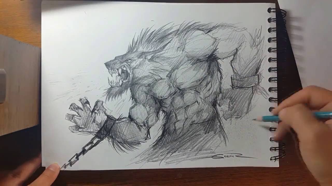 1280x720 Speed Drawing - Werewolf Drawings