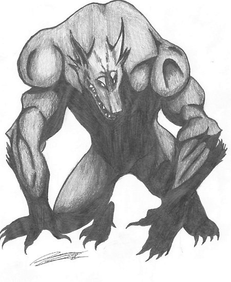 450x550 werewolf drawing photographic prints - Werewolf Drawings