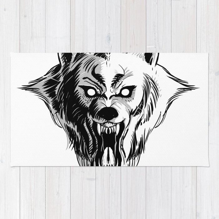 700x700 Werewolf Head Rug - Werewolf Head Drawing