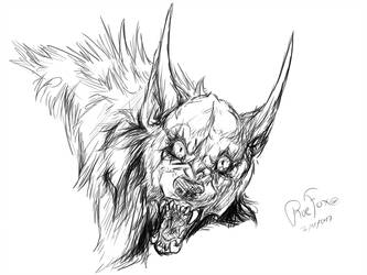 333x250 Werewolf Head Sketch - Werewolf Head Drawing