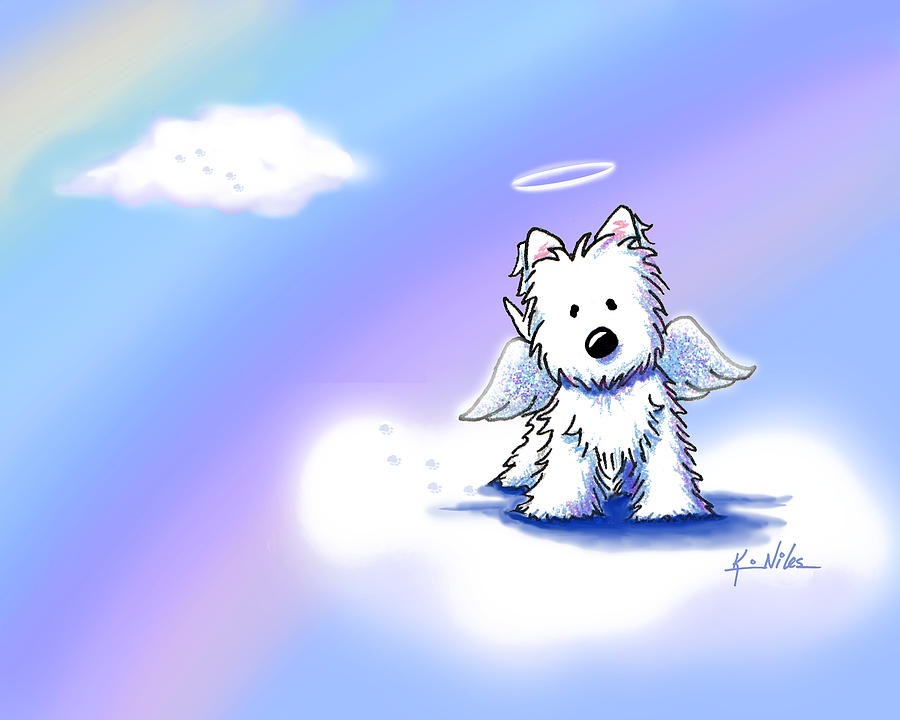 900x720 westie angel at rainbow bridge drawing - West Highland Terrier Drawing