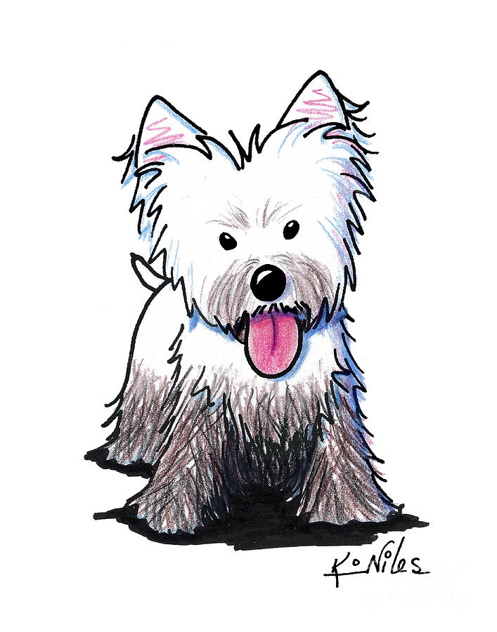 707x900 westie muddy westie drawing - West Highland Terrier Drawing
