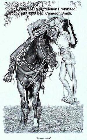 300x479 western swing limited edition print x free shipping - Western Cowboy Drawings