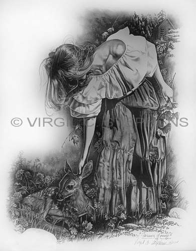 391x500 pencil drawing, western art, fine art, print, romantic drawing - Western Drawings