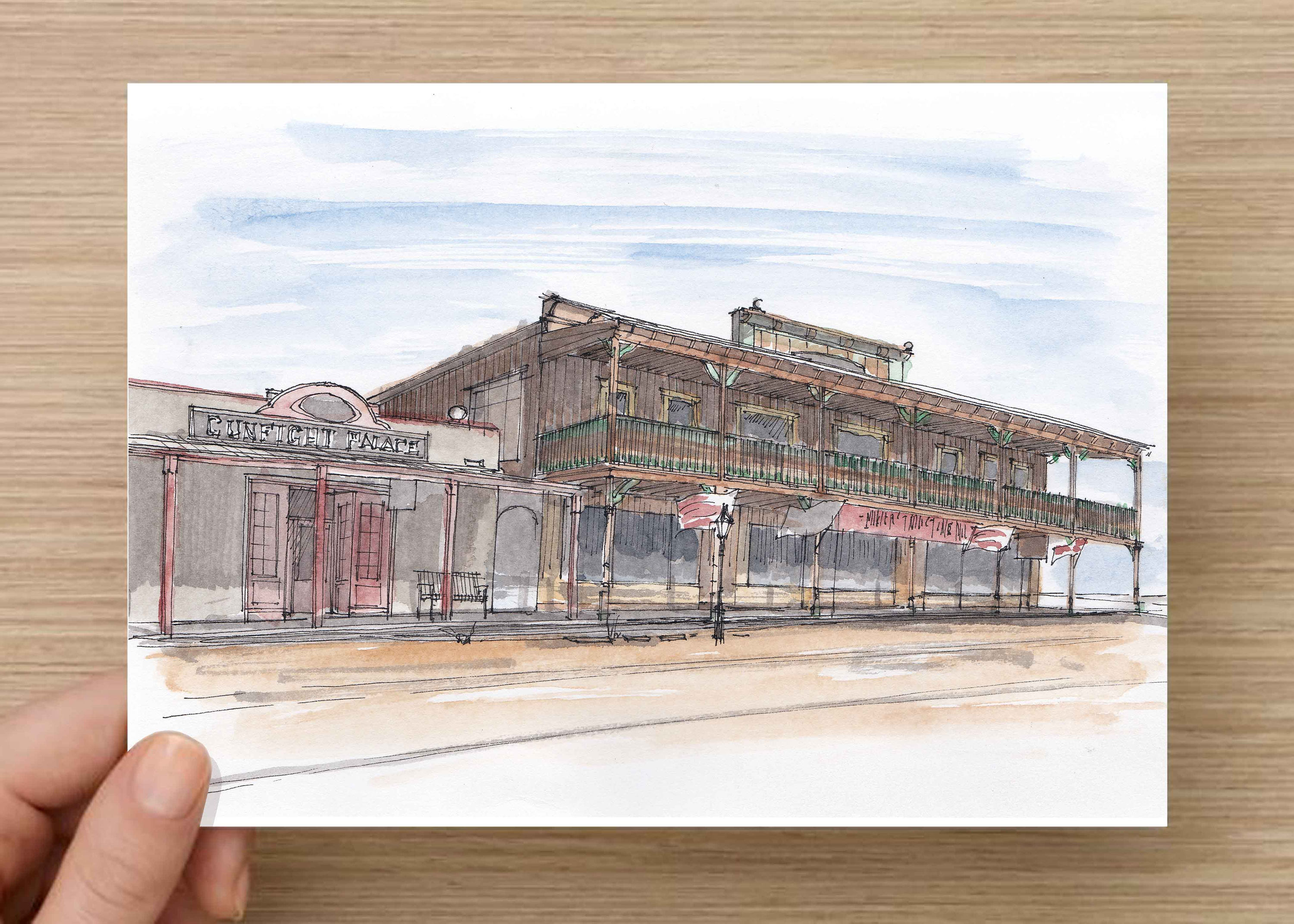 3000x2143 Ink And Watercolor Drawing Of Historic Tombston Arizona - Western Town Drawing