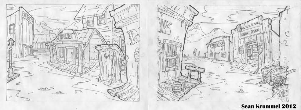 986x361 Sean Krummel's Art Blog Western Town - Western Town Drawing