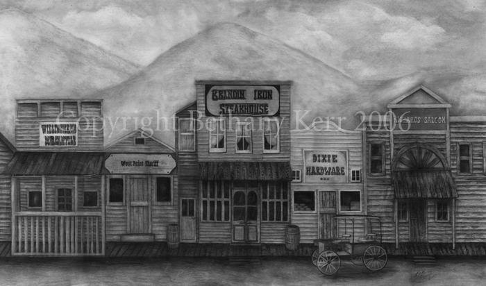 700x412 Wall Murals, Pencil Portraiture, Paintings, And More - Western Town Drawing