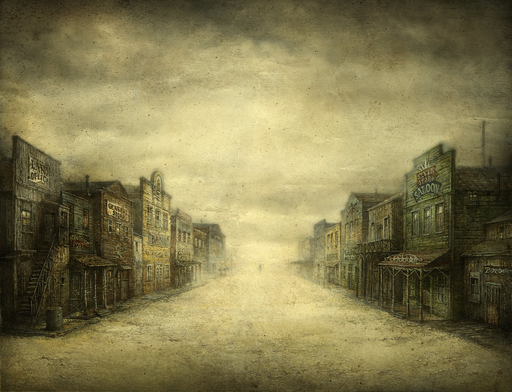 1024x784 Western Ghost Town Background - Western Town Drawing