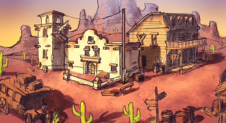 900x490 Western Town Concept - Western Town Drawing