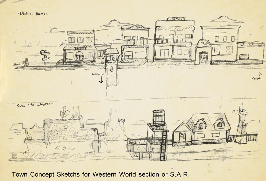 1100x749 Artstation - Western Town Drawing