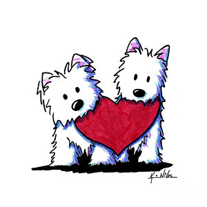 300x300 kiniart westie heartfelt duo drawing - Westie Drawing