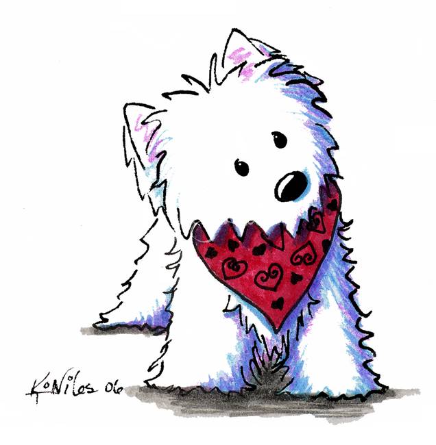 636x650 kissing bandit westie - Westie Drawing