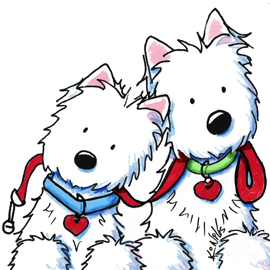 900x900 westie dog park duo drawing - Westie Drawing