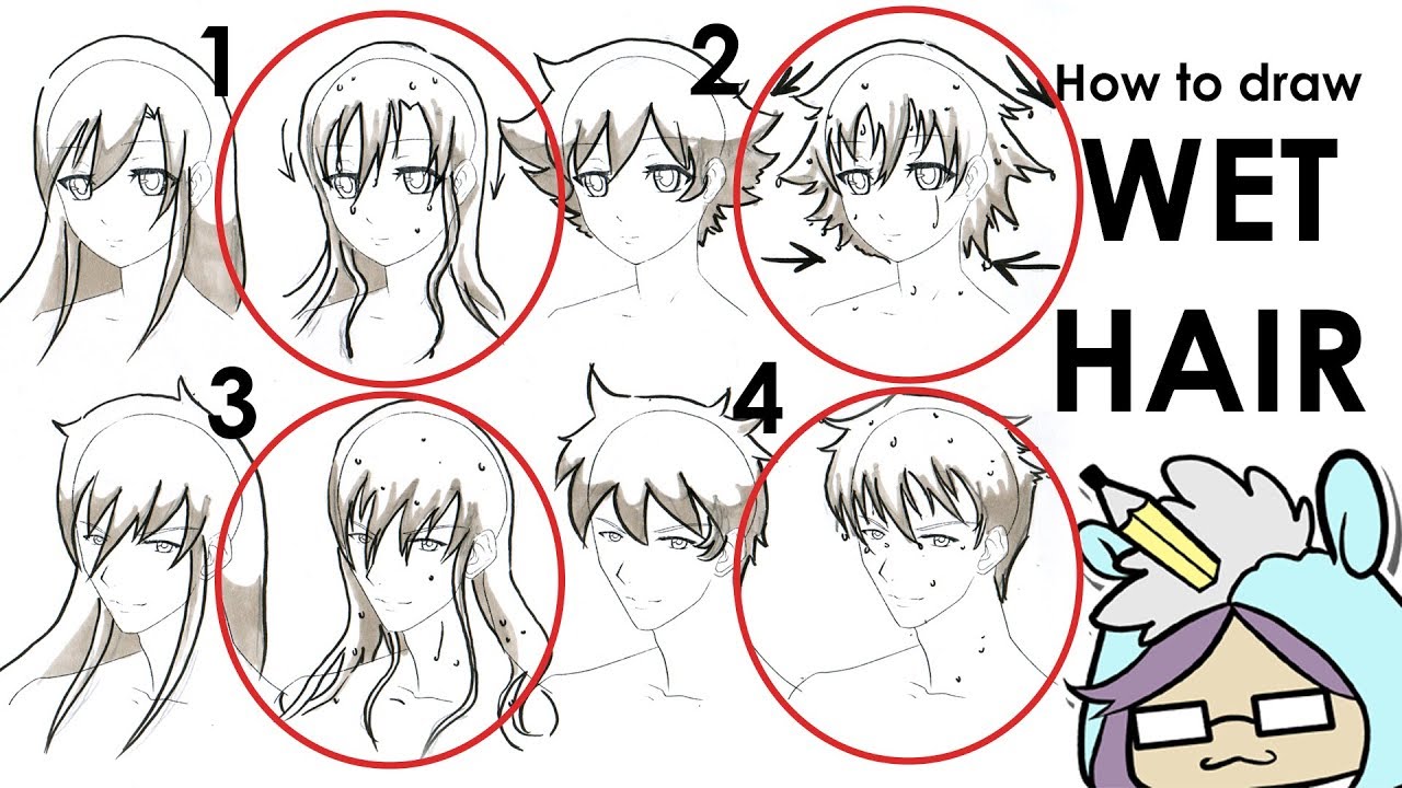 1280x720 how to draw wet hair four diferent ways full lesson - Wet Hair Drawing