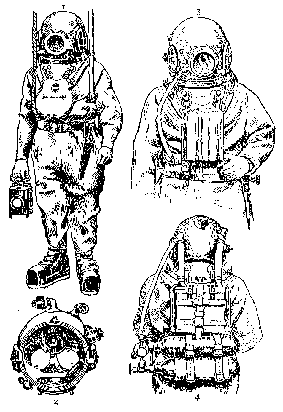 954x1390 antique diving suit sketch - Wetsuit Drawing
