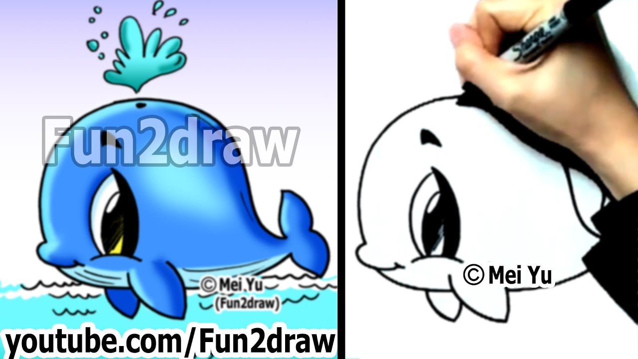 1280x720 Easy Fun Things To Draw - Whale Cartoon Drawing