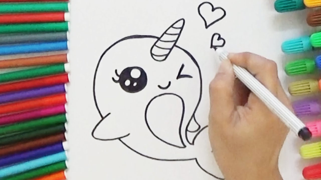 1280x720 How To Draw A Cartoon Unicorn Whale - Whale Drawing Cute