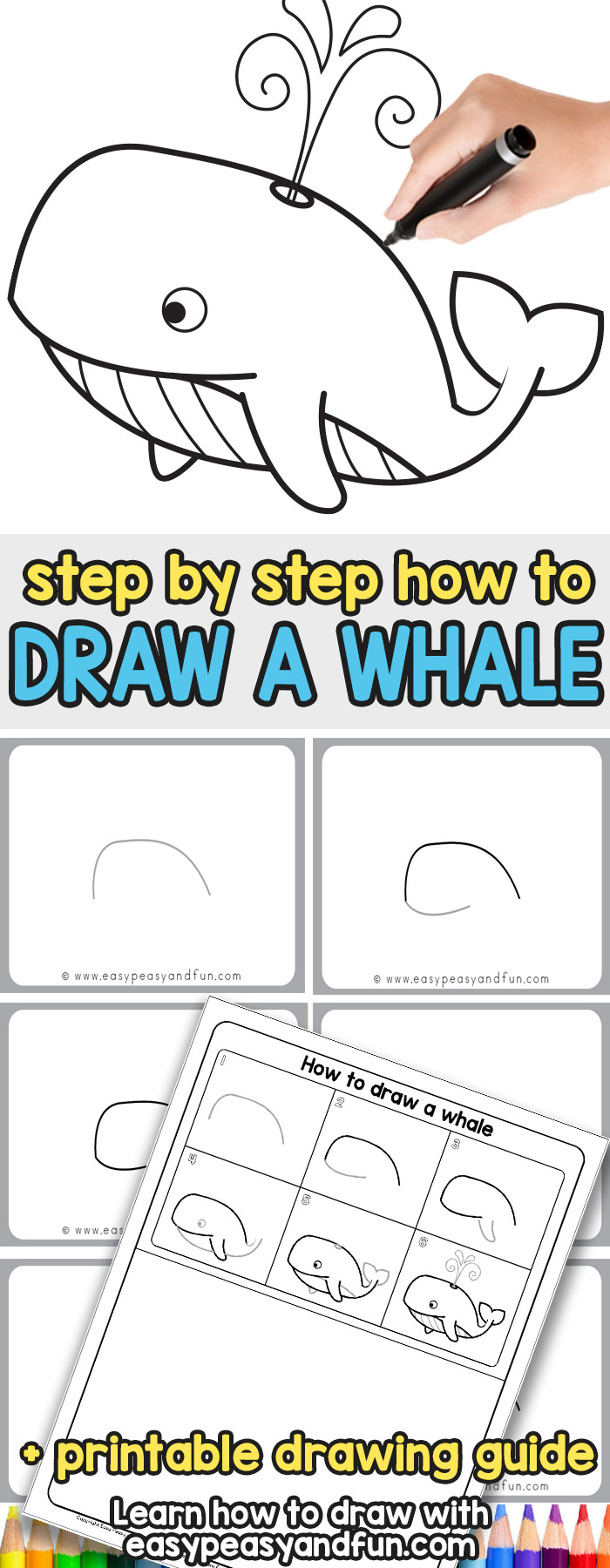 700x1800 How To Draw A Whale Step - Whale Drawing For Kids