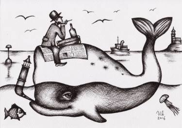 375x264 White Whale Drawings For Sale Saatchi Art - Whale Images Drawings
