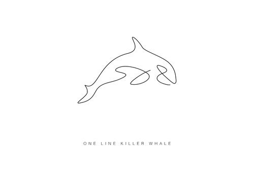 500x349 Killer Whale Easy One Line Draw Tiny Tattoo Tattoo Orca Tattoo - Whale Line Drawing