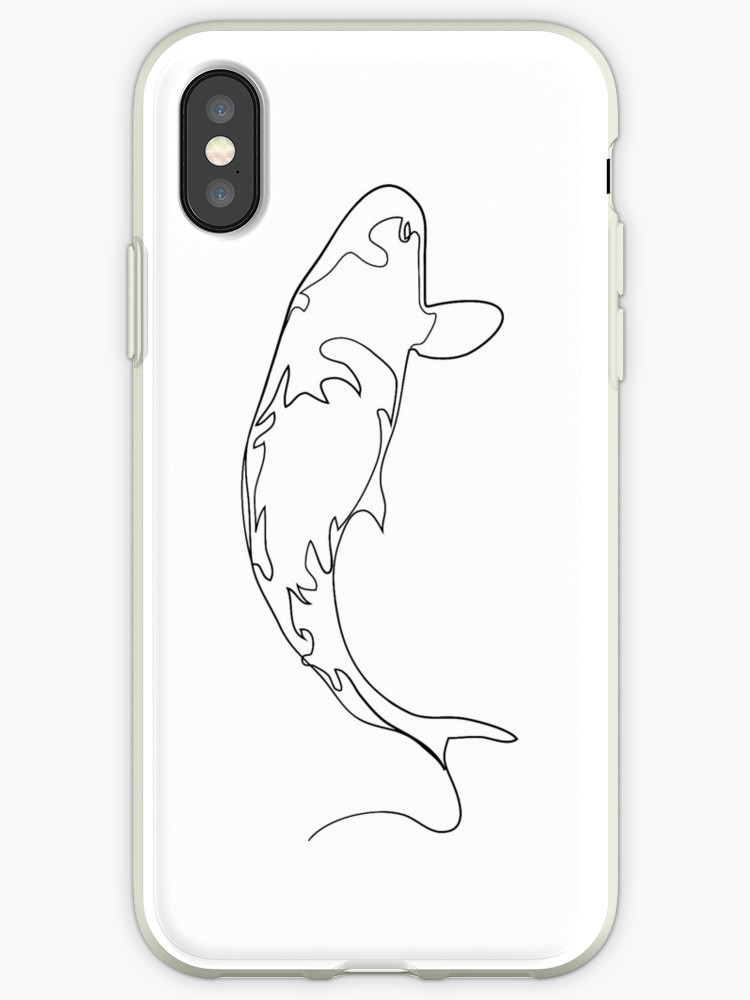 750x1000 Koi Fish One Line Drawing Minimalist Iphone Cases Covers - Whale Line Drawing
