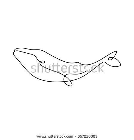 450x470 One Line Whale Design Silhouette Hand Drawn Minimalism Style - Whale Line Drawing