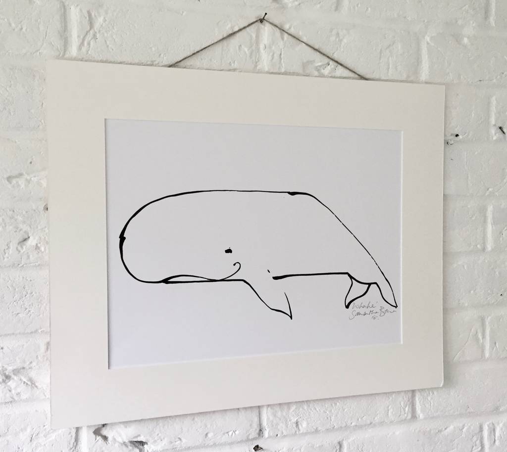 1024x914 Whale' Original Ink Line Drawing - Whale Line Drawing