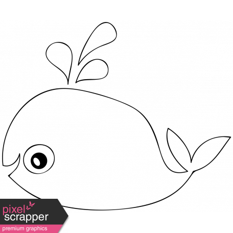 456x456 Cartoon Whale Template Graphic - Whale Outline Drawing