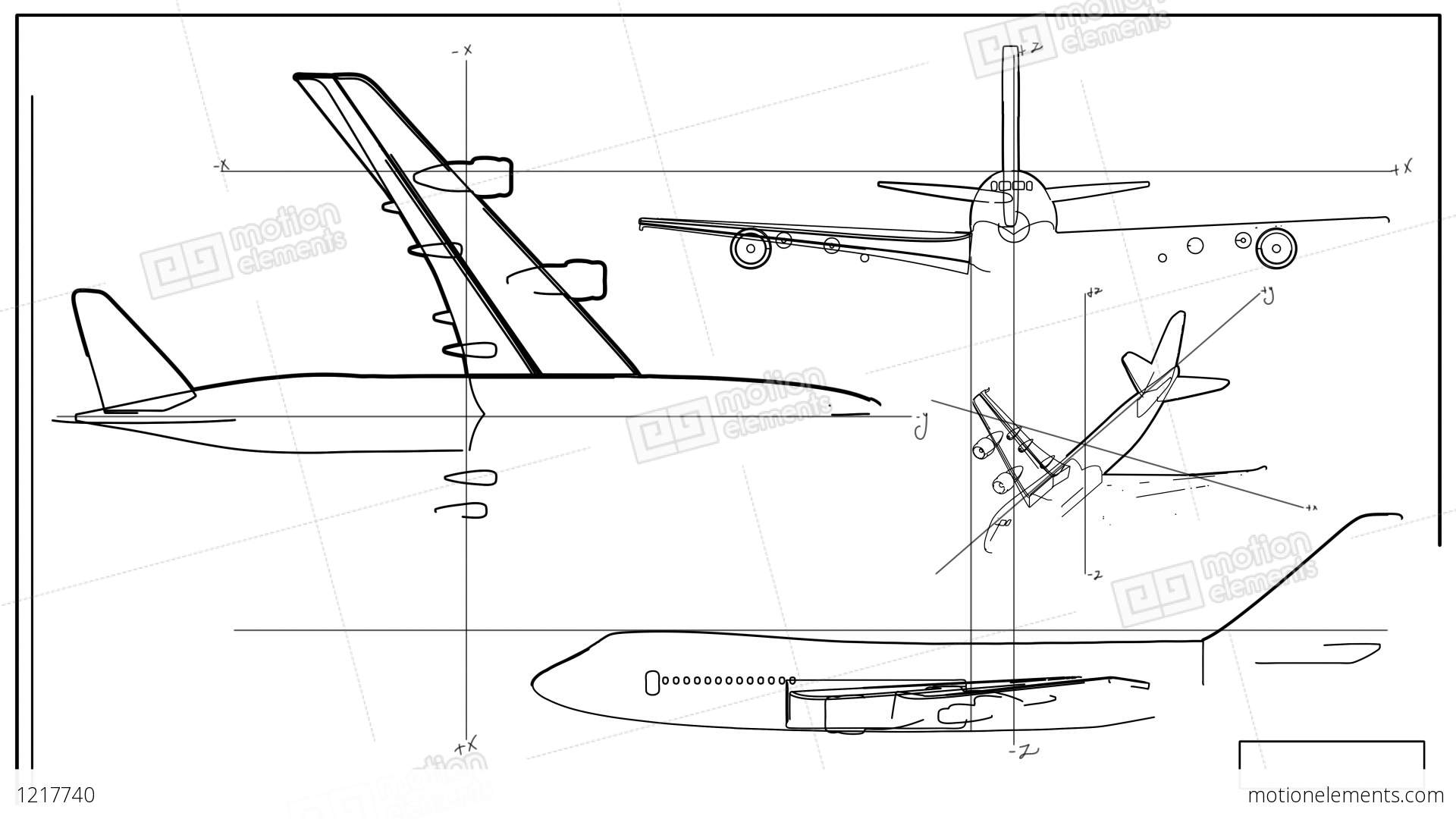 1920x1080 Aircraft Technical Drawing Time Lapse Stock Animation - What Is Technical Drawing