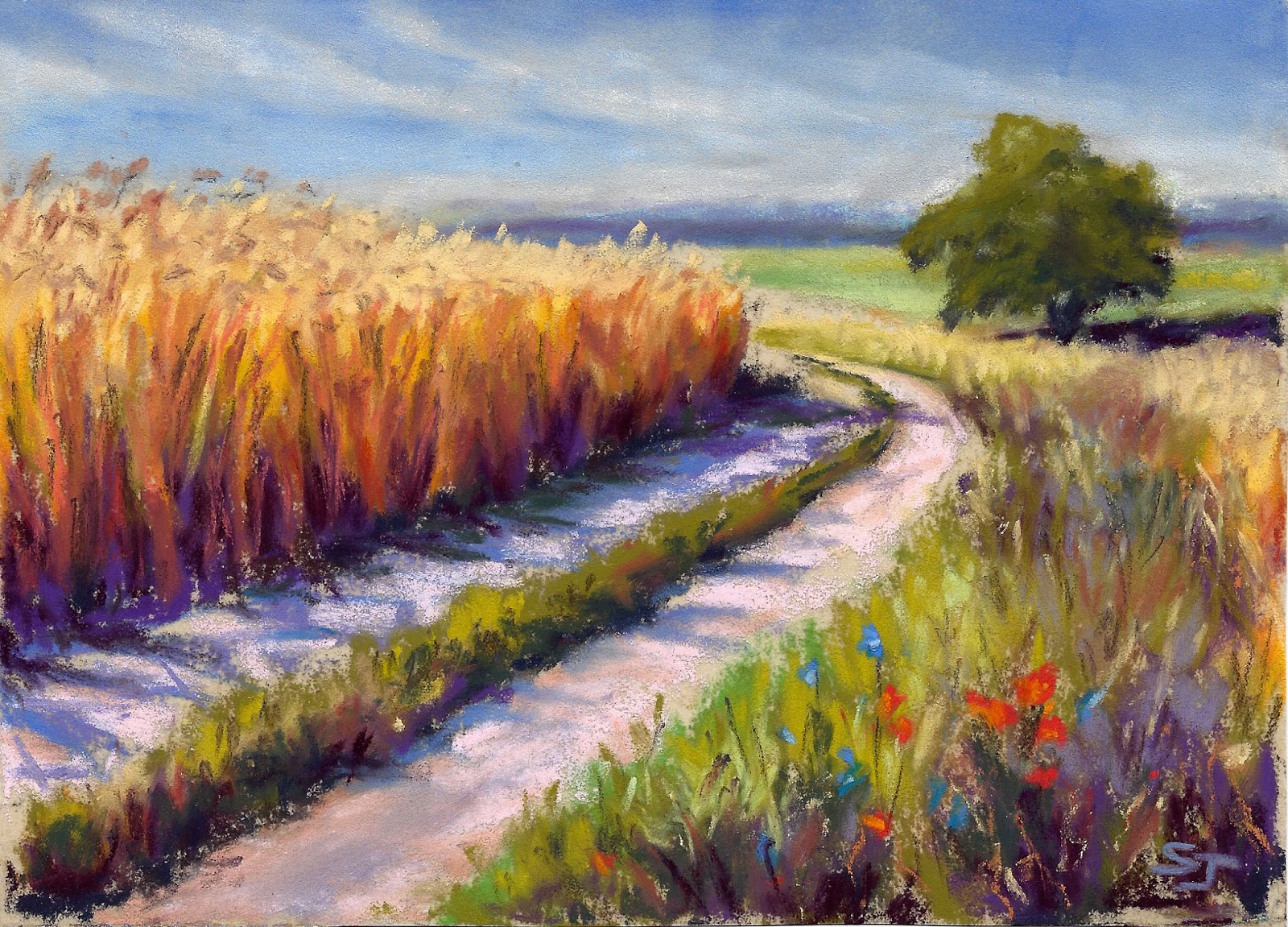 1600x1151 Monet Cafe' With Susan Jenkins Wheat Field Road - Wheat Field Drawing