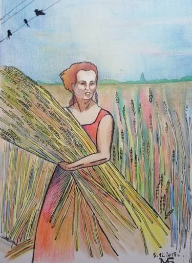 375x513 Rainbow Wheat Field Drawing - Wheat Field Drawing