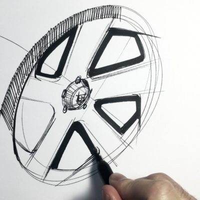 400x400 Sketching A Five Spoke Wheel - Wheel Drawing