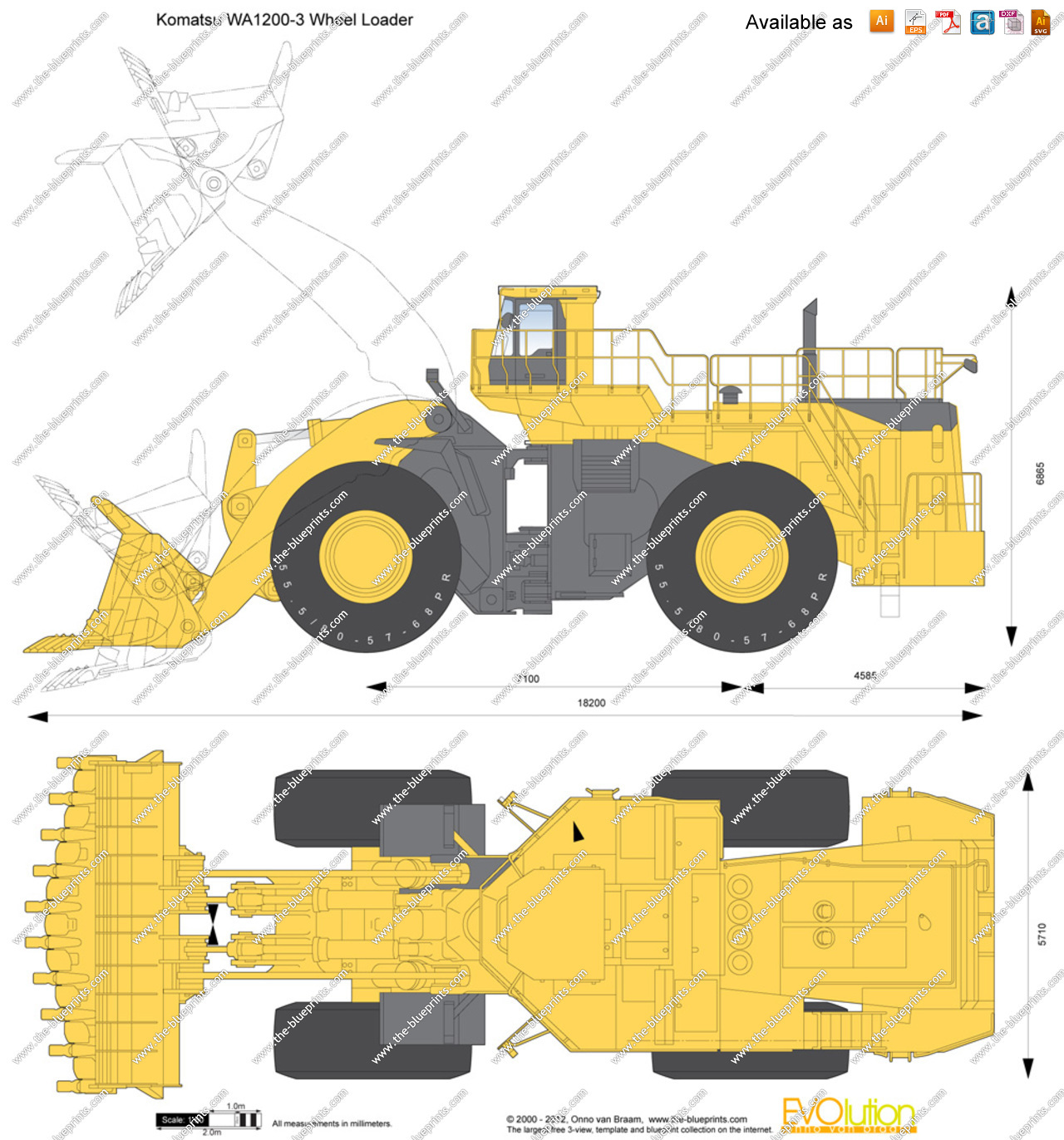 1280x1372 Komatsu Wheel Loader Vector Drawing - Wheel Loader Drawing