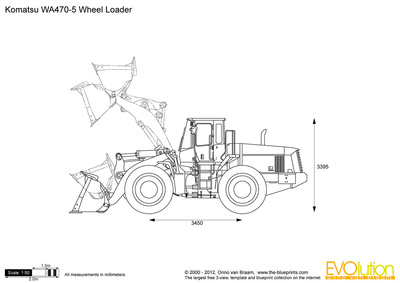 400x283 Komatsu Wheel Loader Vector Drawing - Wheel Loader Drawing