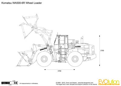 400x283 Komatsu Wheel Loader Vector Drawing - Wheel Loader Drawing