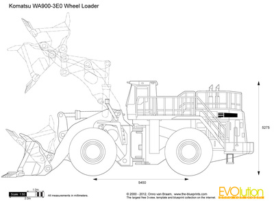 400x293 Komatsu Wheel Loader Vector Drawing - Wheel Loader Drawing