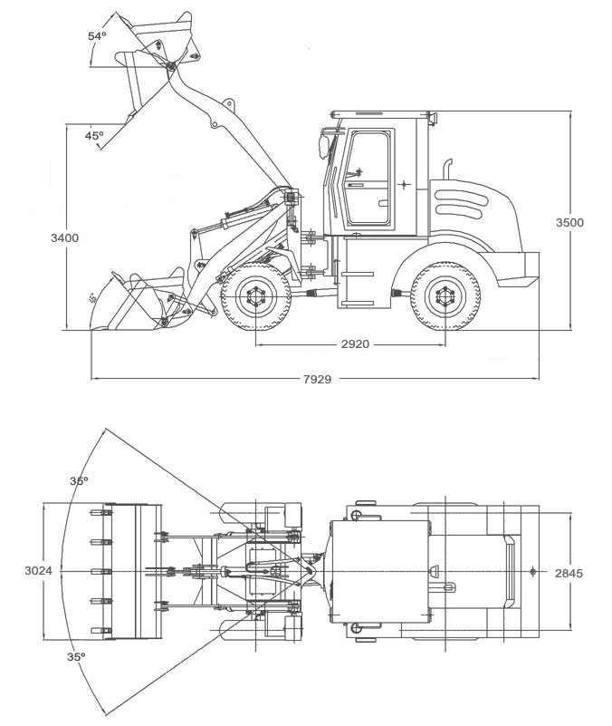 676x801 Font Loader - Wheel Loader Drawing