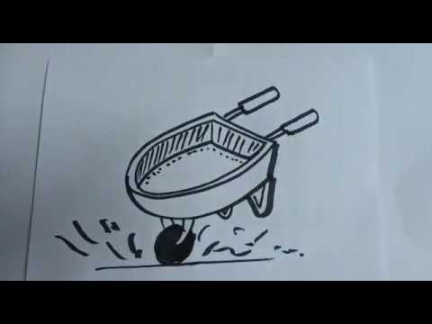 480x360 How To Draw A Wheelbarrow Drawing, Sketch, Art Lessons, Quick - Wheelbarrow Drawing